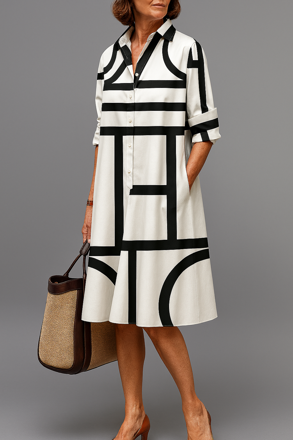 Callie | Sophisticated Pattern Midi Dress