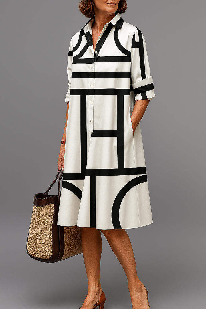 Callie | Sophisticated Pattern Midi Dress