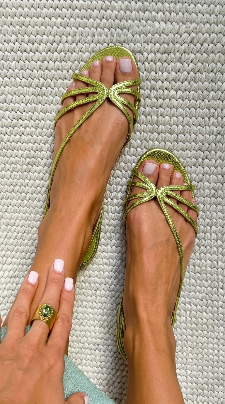 Amelia | Metallic Bow Flat Sandals