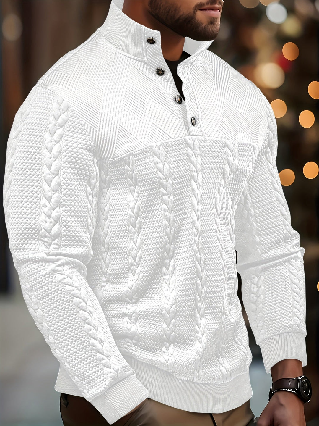Callum | Textured Stand-Collar Henley