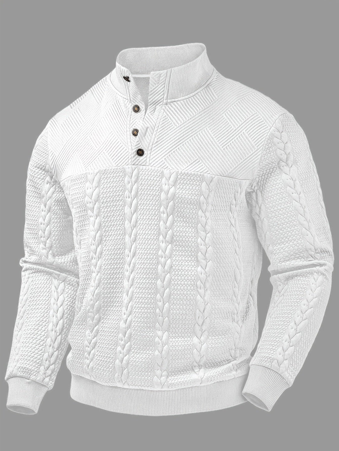 Callum | Textured Stand-Collar Henley