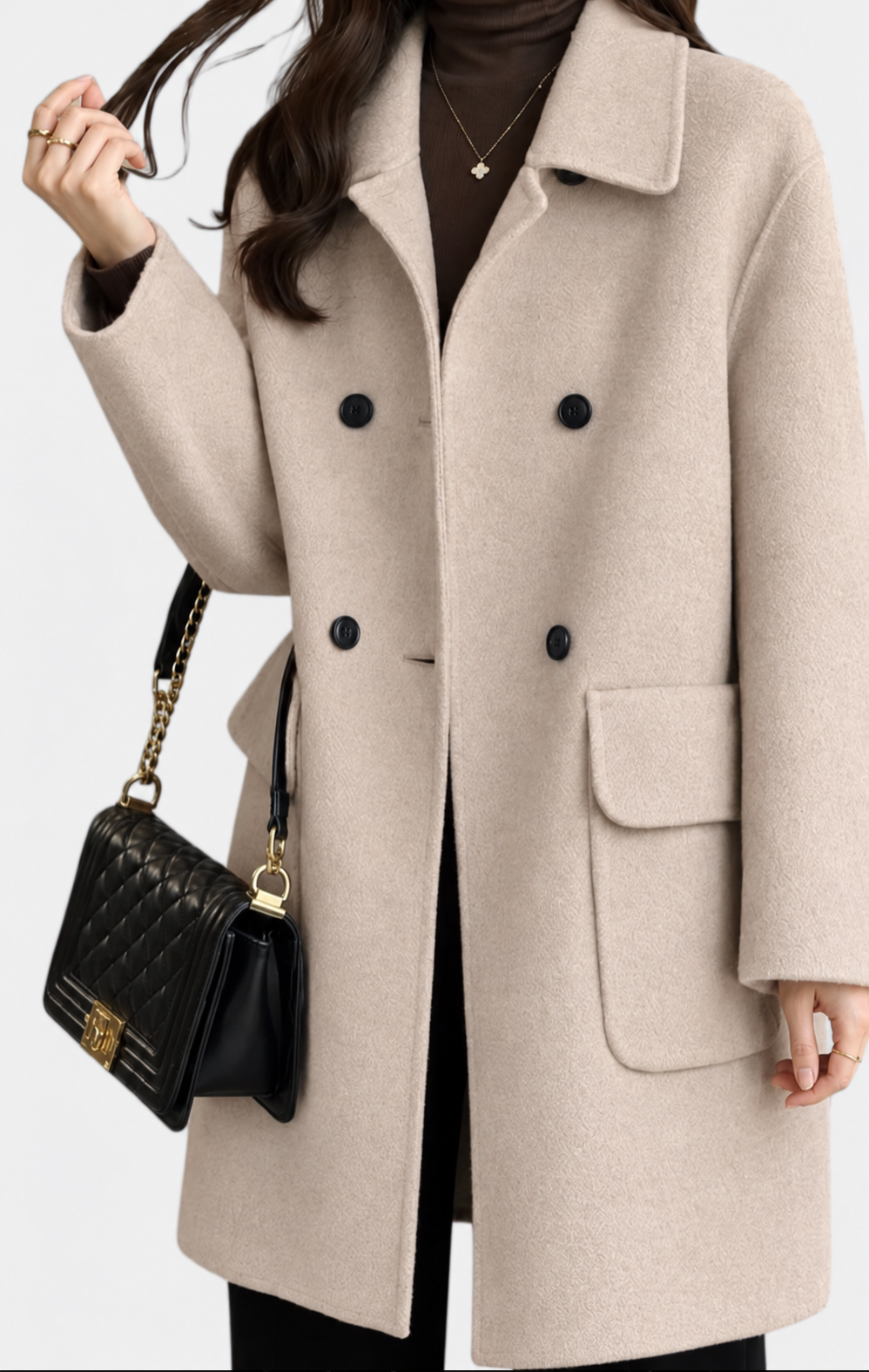 Aveline Timeless Double-Breasted Wool Overcoat
