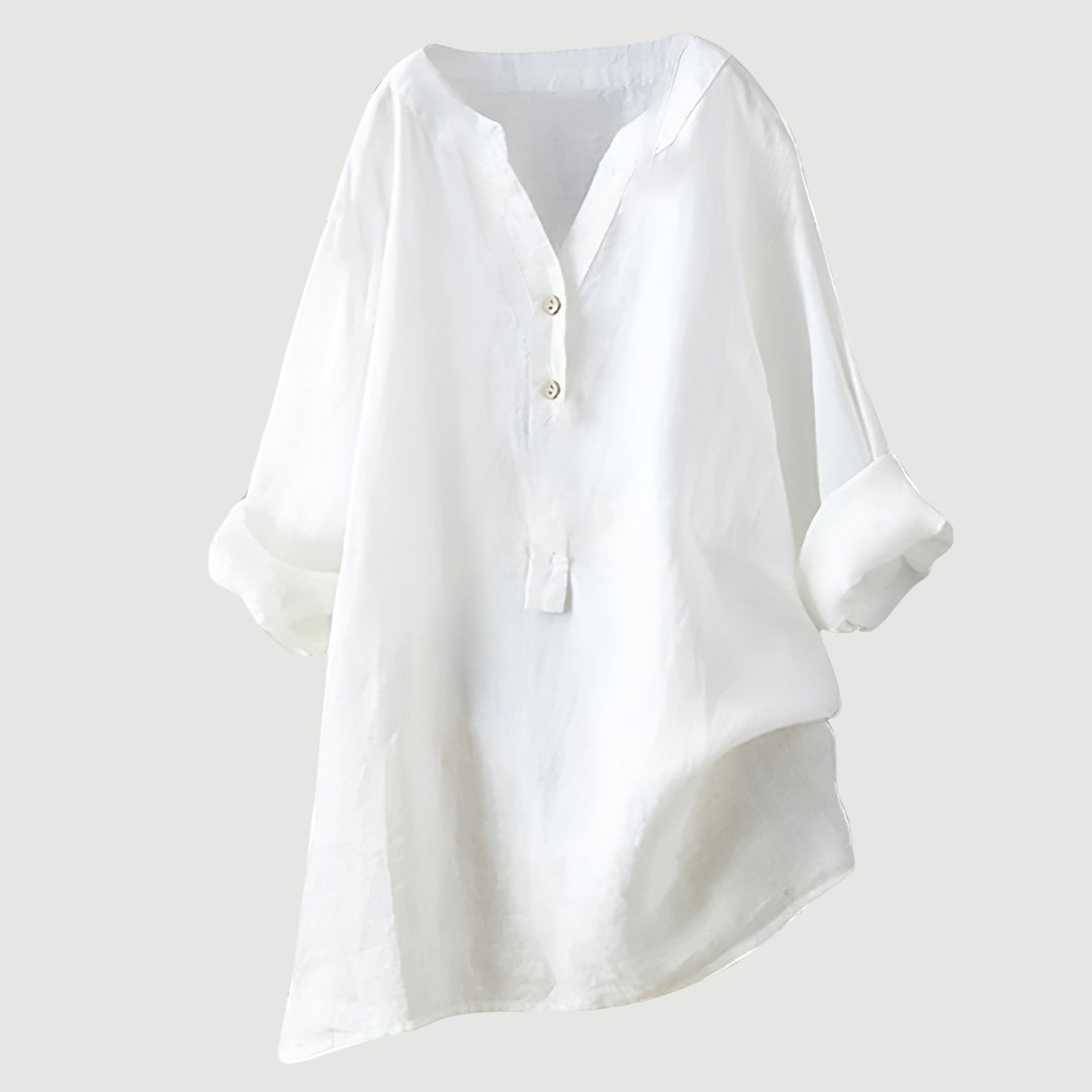 Carina | Refined V-Neck Button-Down Shirt