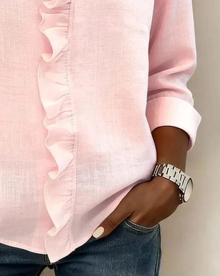 Cayla | Elegant V-neck Ruffles Blouse