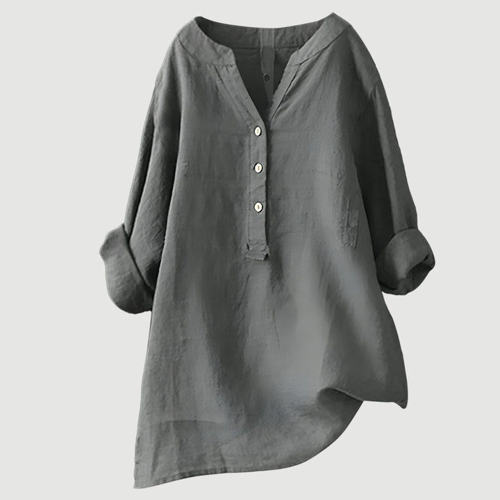Carina | Refined V-Neck Button-Down Shirt