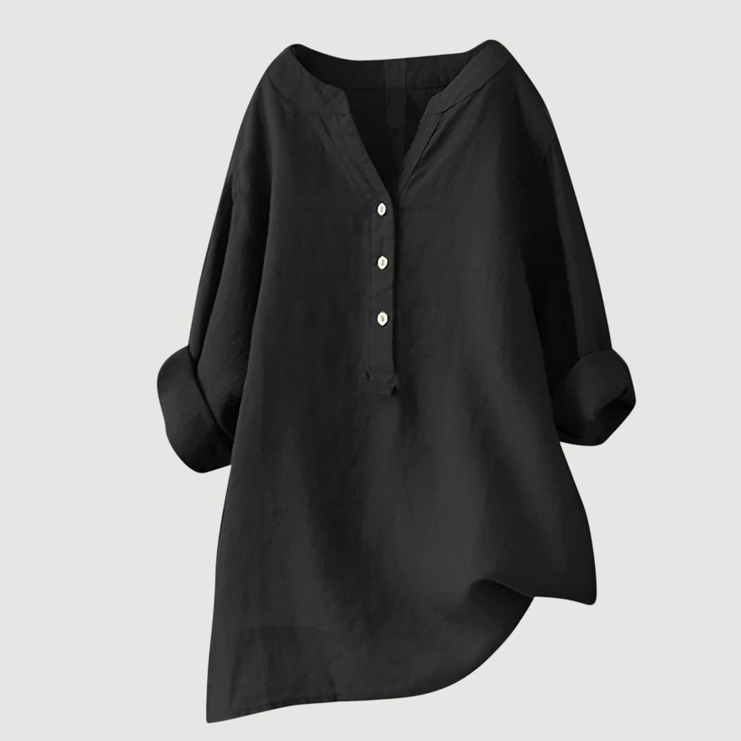 Carina | Refined V-Neck Button-Down Shirt