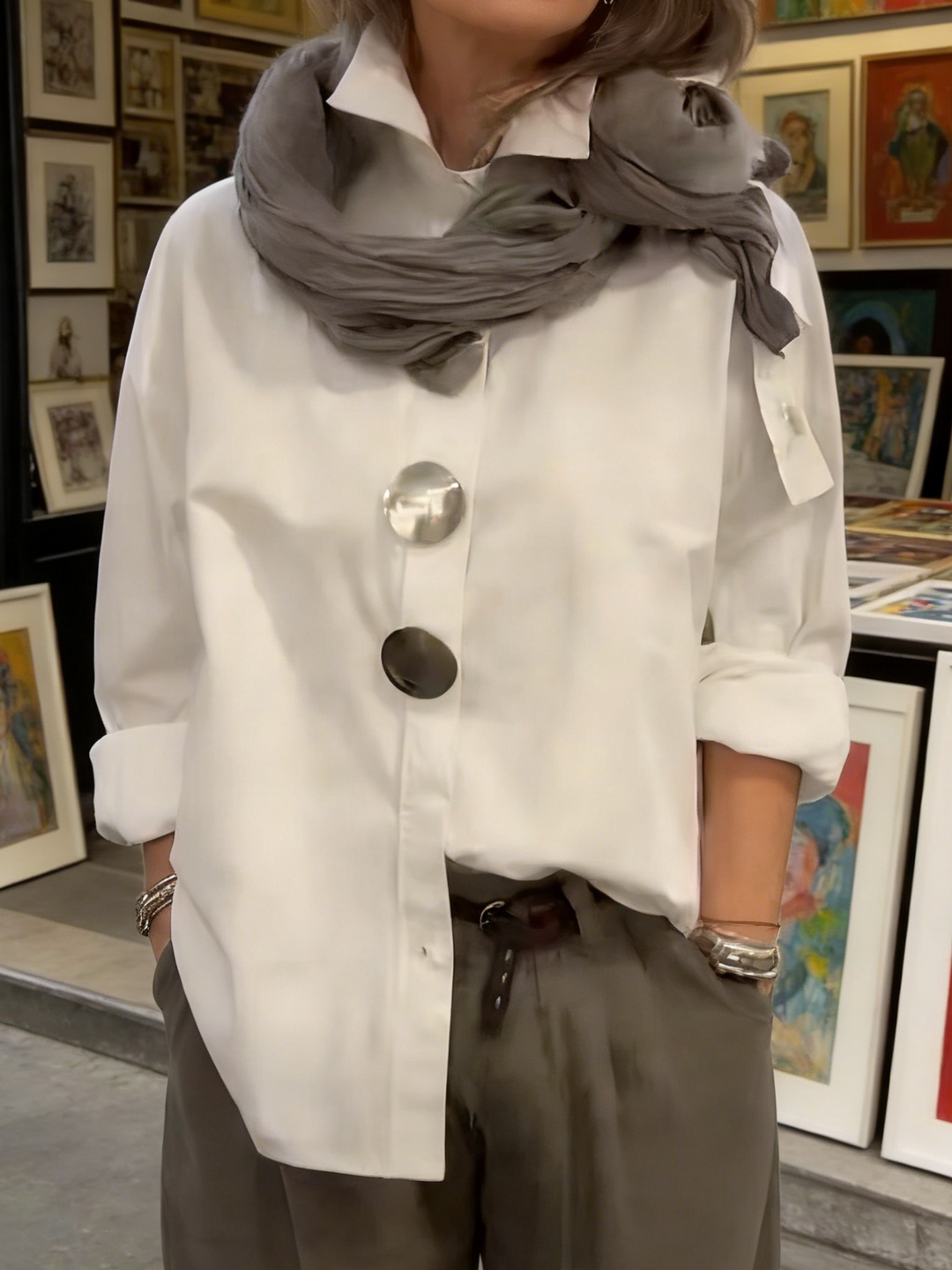 Amara | Stylish Button Stand Collar Blouse