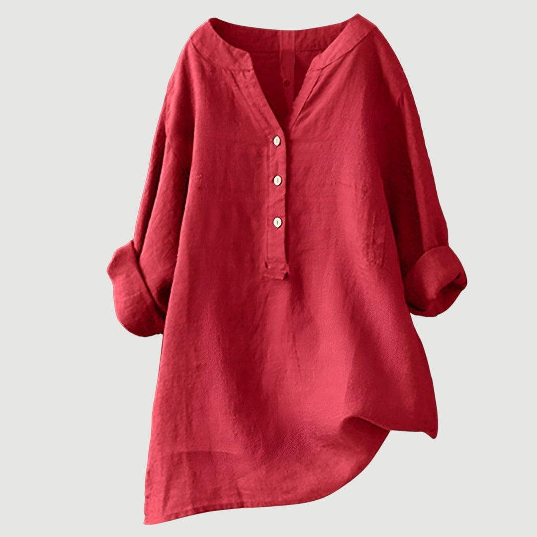 Carina | Refined V-Neck Button-Down Shirt