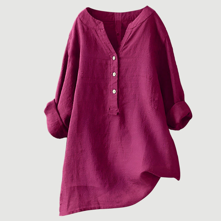 Carina | Refined V-Neck Button-Down Shirt