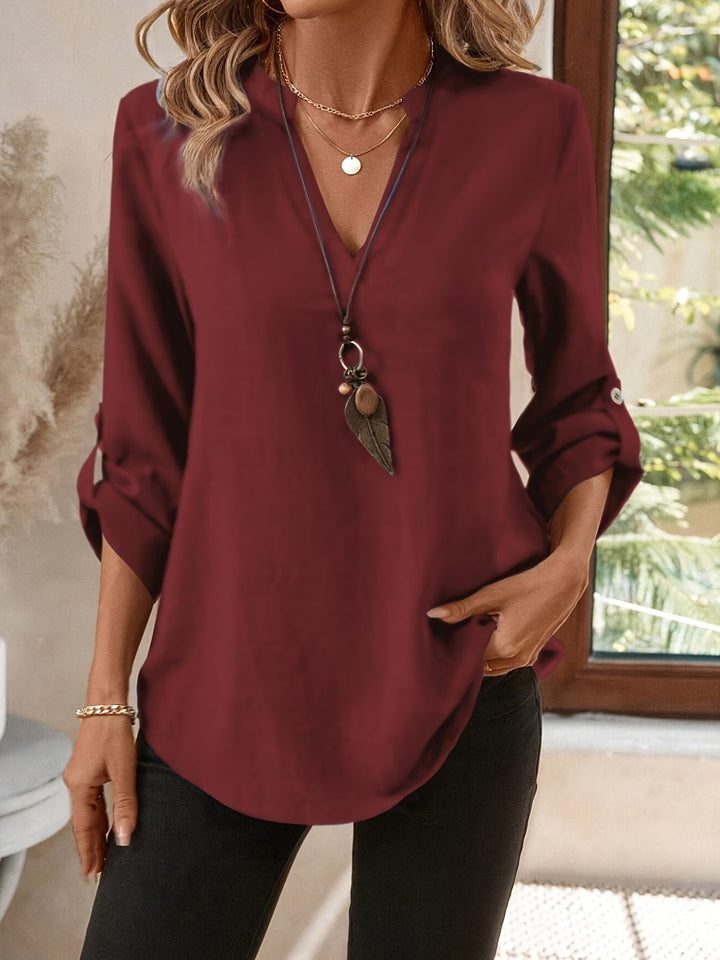 Camryn | Classic V-Neck Long Sleeve Shirt