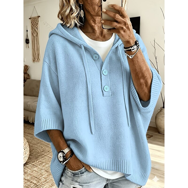 Camryn | Relaxed Hooded Button Sweater