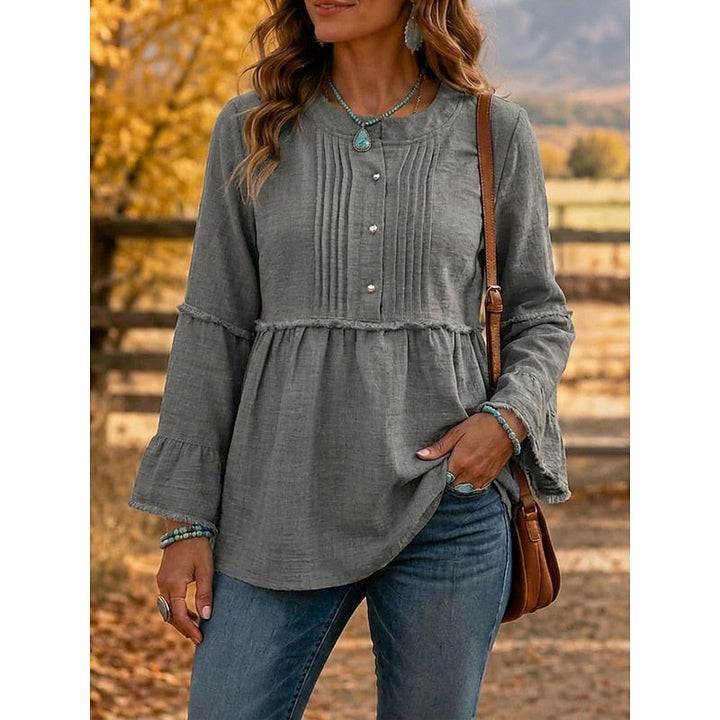 Cassandra | Pleated Peplum Blouse