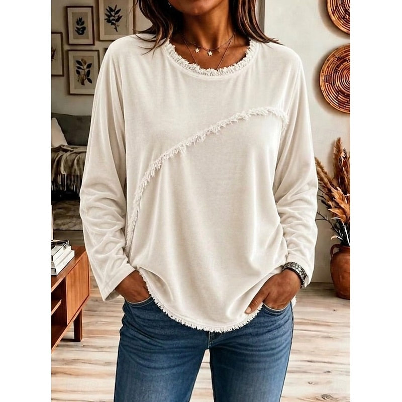 Bethany | Fringe-Trimmed Long Sleeve Tunic