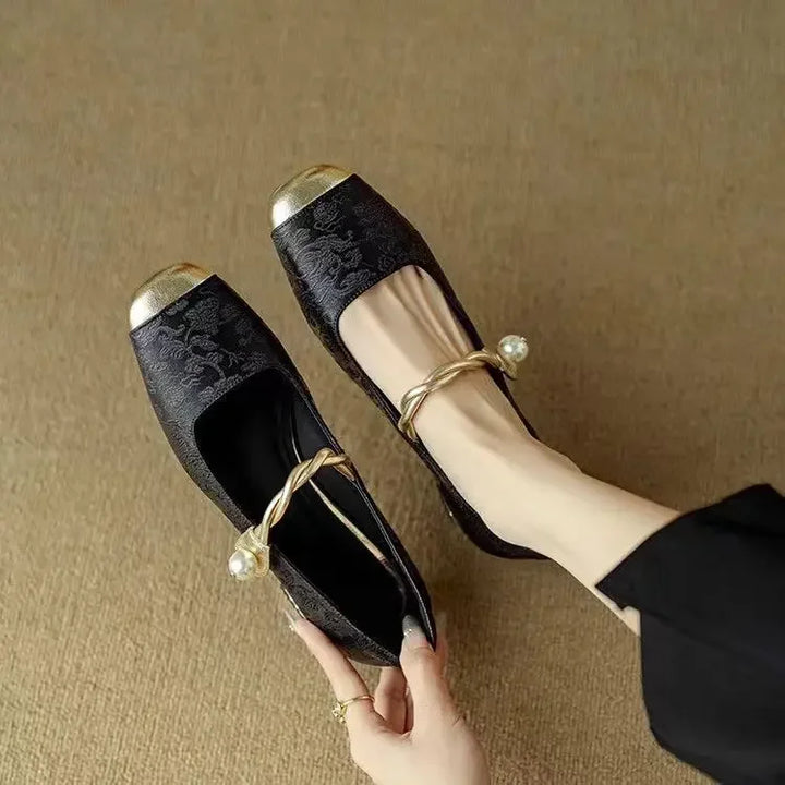 Amelia | Vintage Braided Pearl Strap Shoes