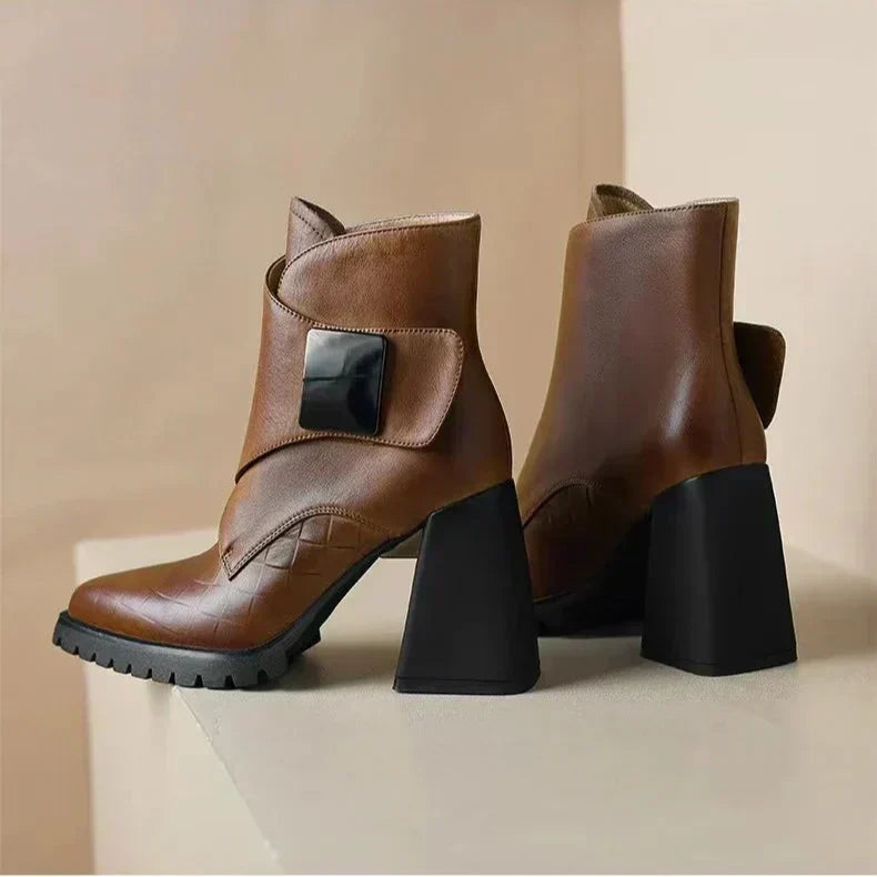 Abigail™ | Ankle Block Heel With Strap Detail
