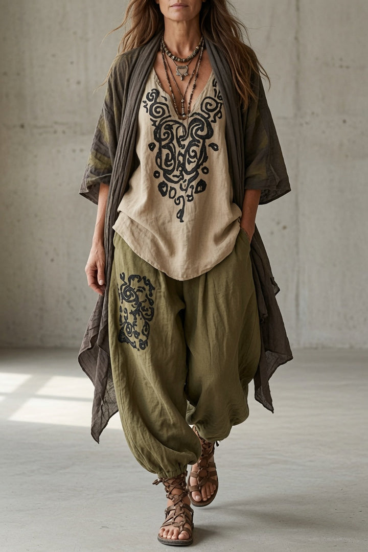 Thalia | Bohemian Draped Three-Piece Set