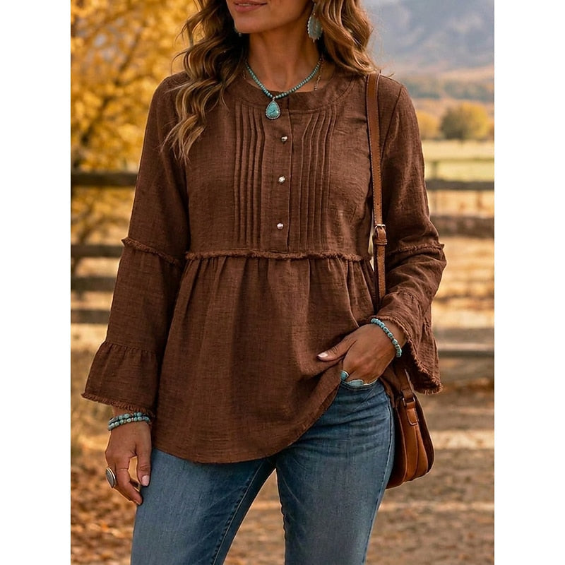 Cassandra | Pleated Peplum Blouse