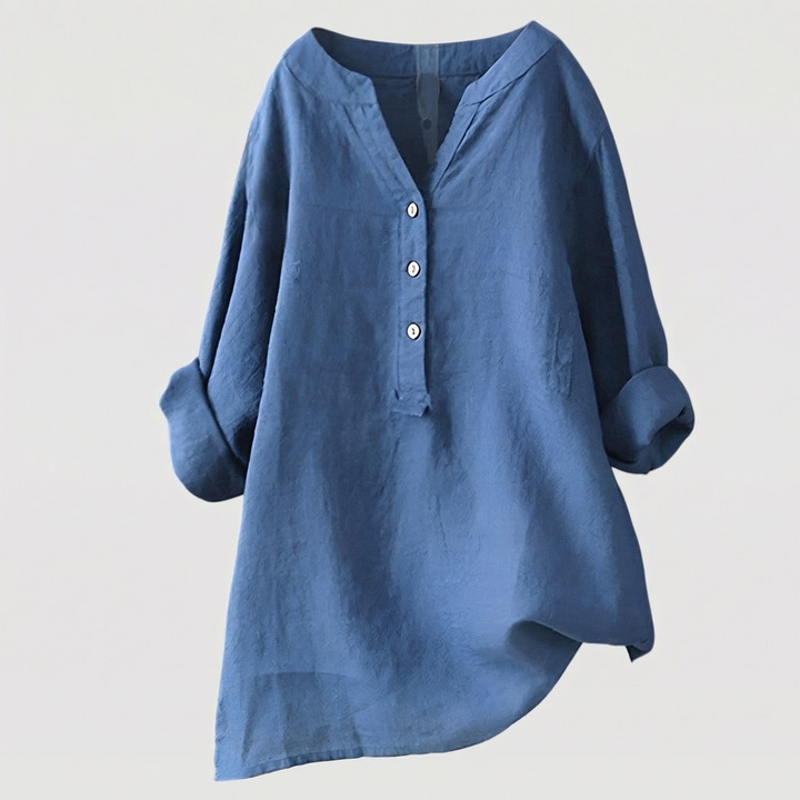 Carina | Refined V-Neck Button-Down Shirt