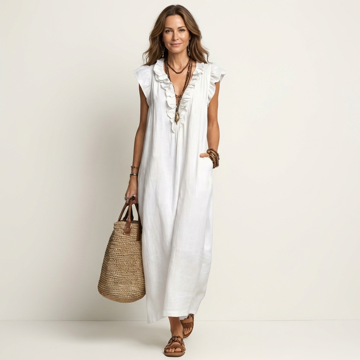 Bridget | Ruffled V-Neck Maxi Dress