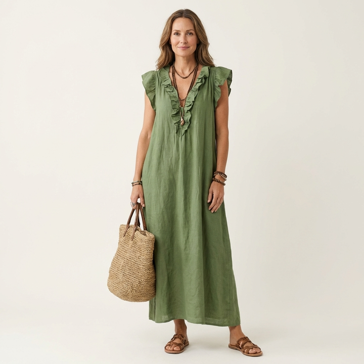 Bridget | Ruffled V-Neck Maxi Dress