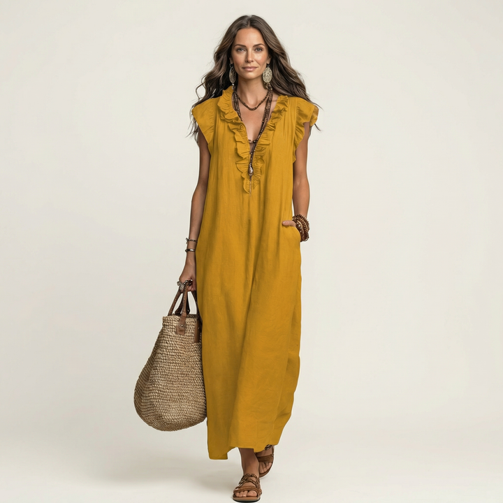 Bridget | Ruffled V-Neck Maxi Dress