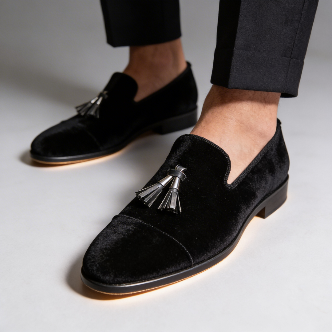 Caleb | Classic Velvet Tassel Loafers