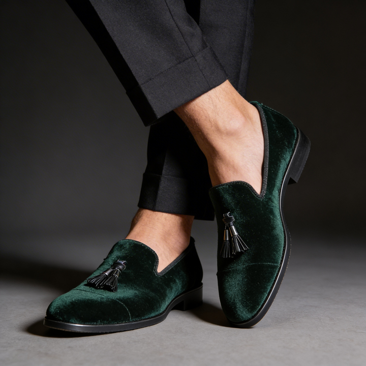 Caleb | Classic Velvet Tassel Loafers