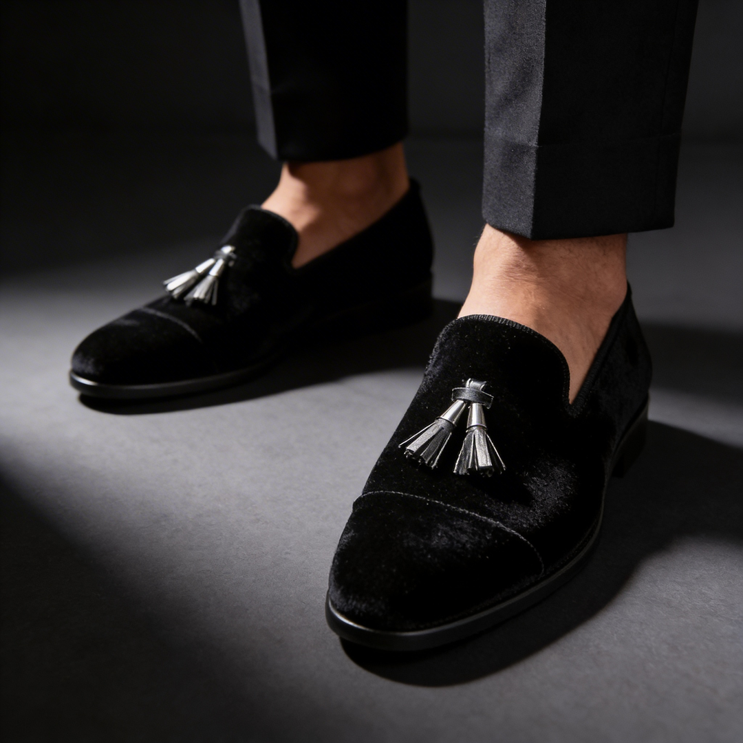 Caleb | Classic Velvet Tassel Loafers