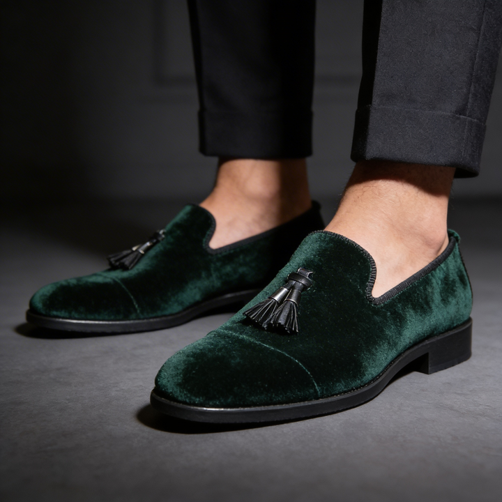 Caleb | Classic Velvet Tassel Loafers
