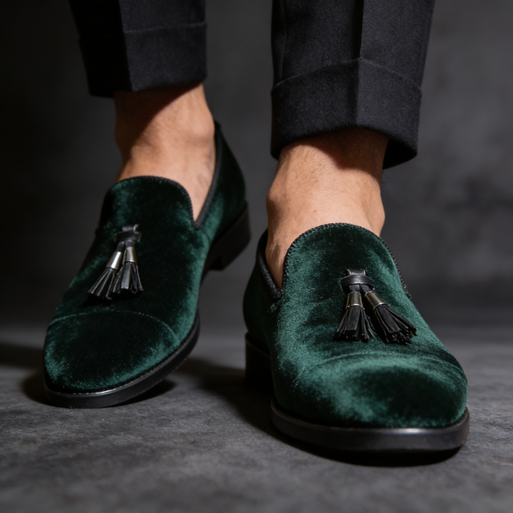 Caleb | Classic Velvet Tassel Loafers
