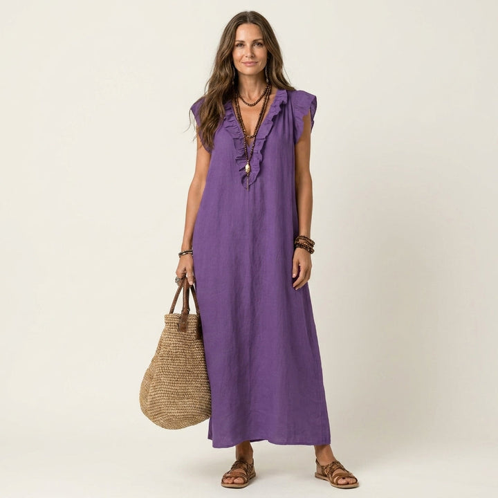 Bridget | Ruffled V-Neck Maxi Dress