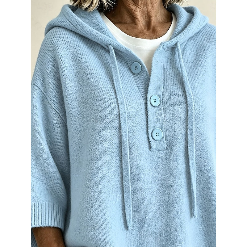 Camryn | Relaxed Hooded Button Sweater