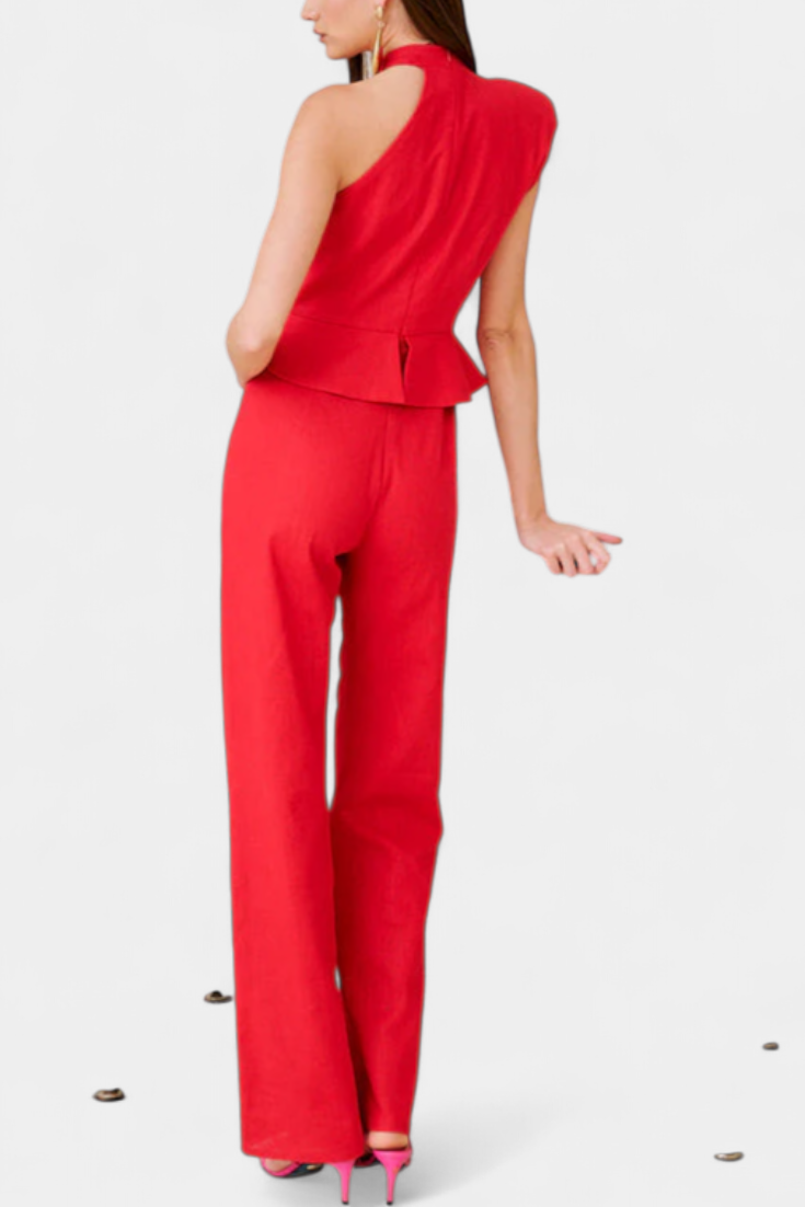 Asymmetrical Linen-Cotton Jumpsuit by Nerida