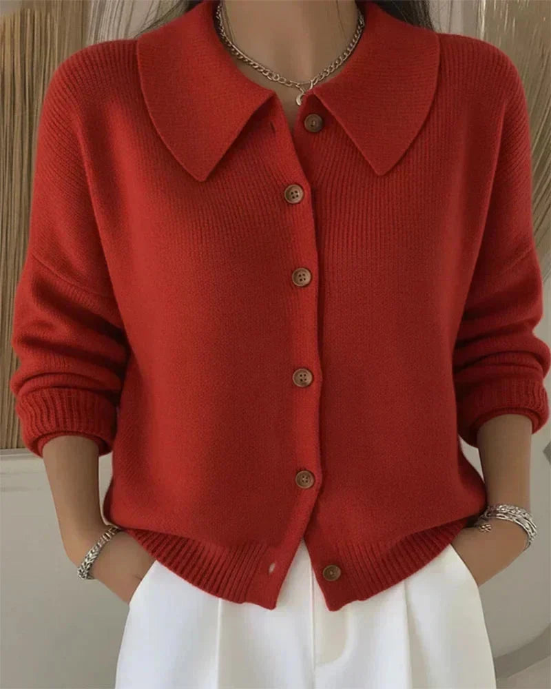Amara Classic Collared Knit Cardigan