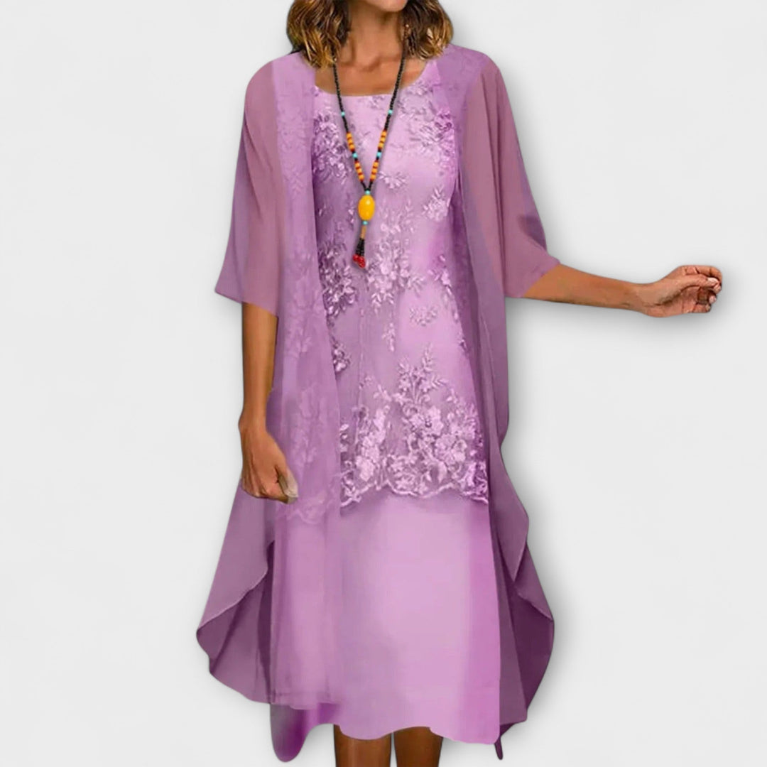 Amelia | Elegant Floral Wide Sleeve Dress