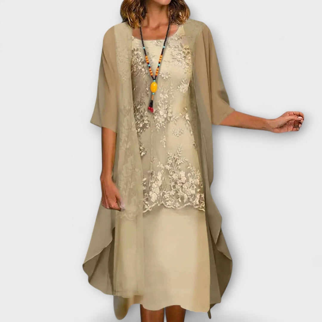 Amelia | Elegant Floral Wide Sleeve Dress