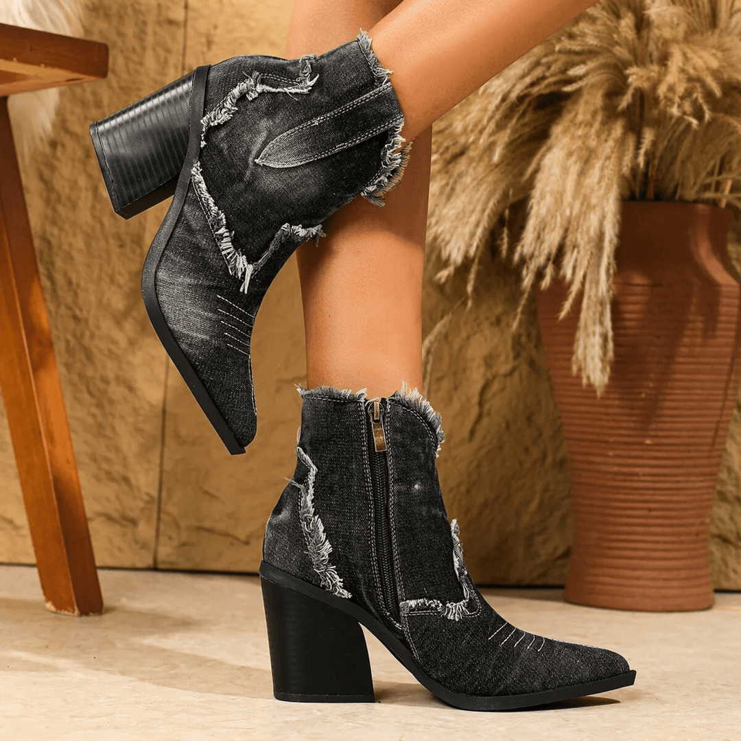 Amelia™ | Ankle Block Heel With Side Zip