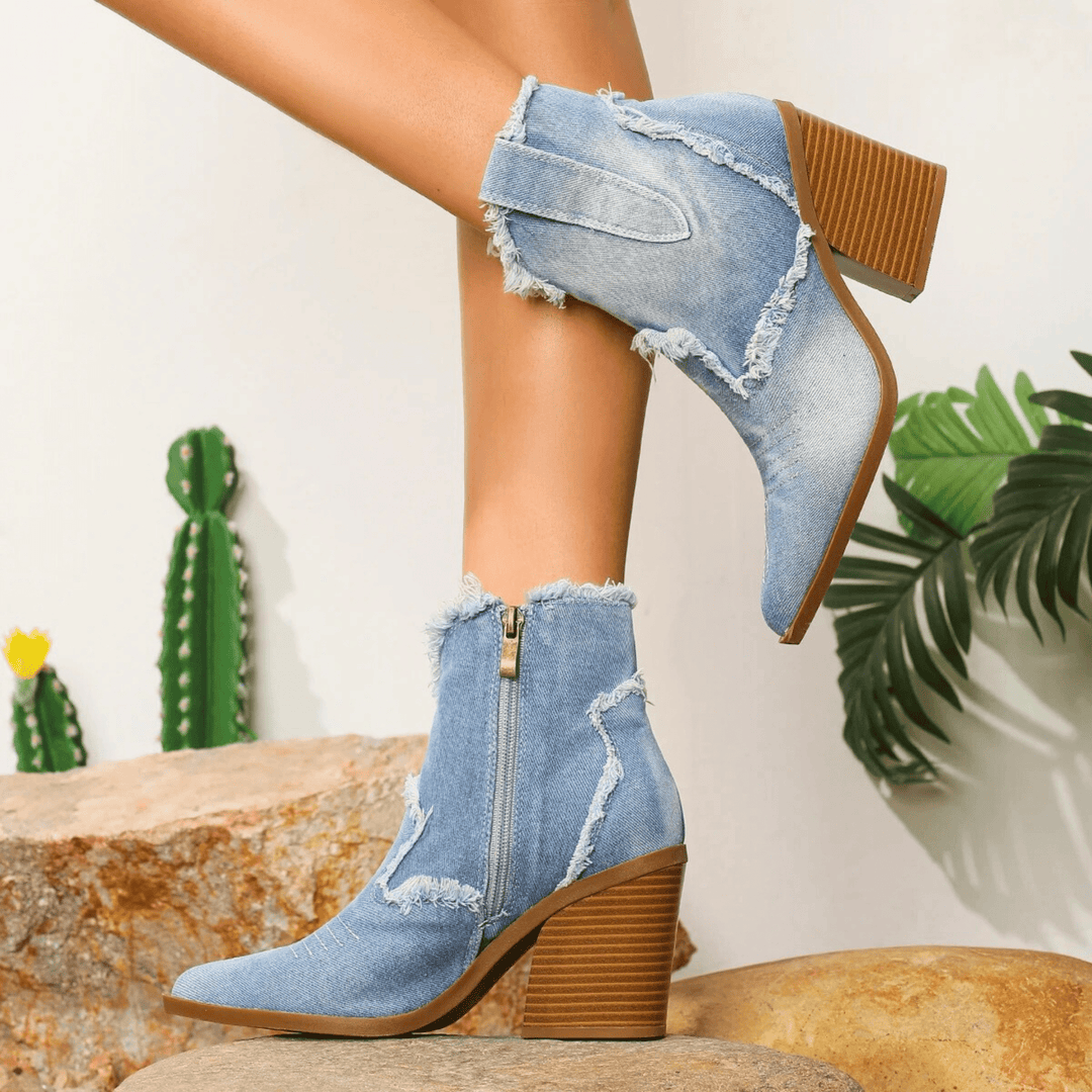 Amelia™ | Ankle Block Heel With Side Zip