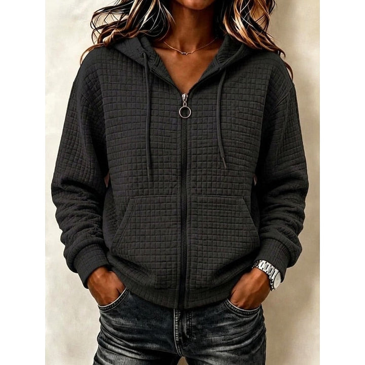 Colleen | Textured Zip-Up Hoodie