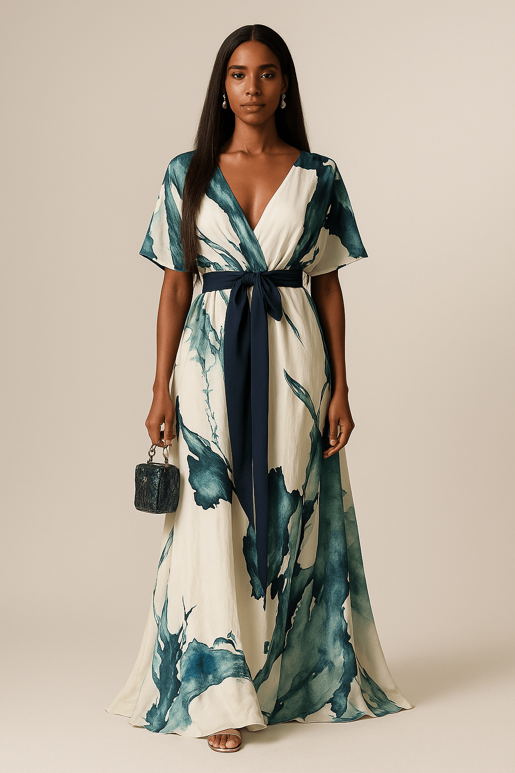 Althea | Watercolor Print Long Dress