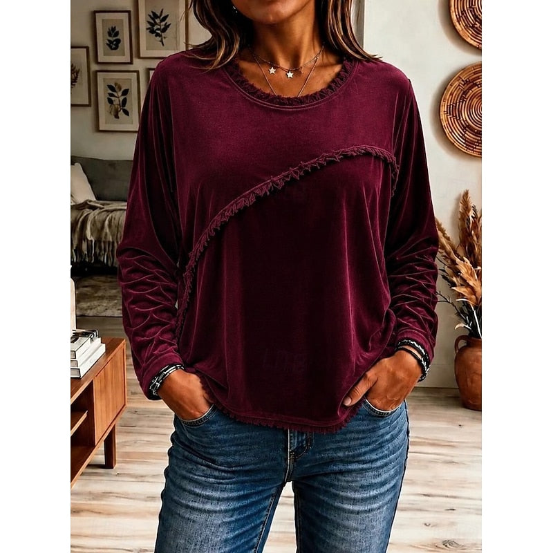 Bethany | Fringe-Trimmed Long Sleeve Tunic