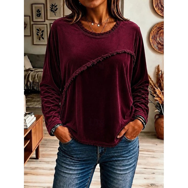 Bethany | Fringe-Trimmed Long Sleeve Tunic