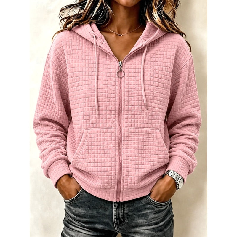 Colleen | Textured Zip-Up Hoodie
