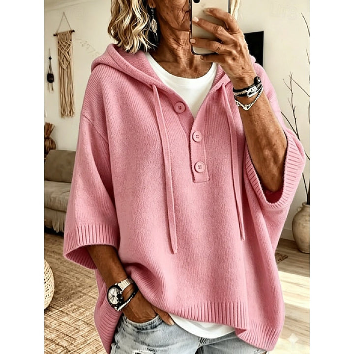 Camryn | Relaxed Hooded Button Sweater