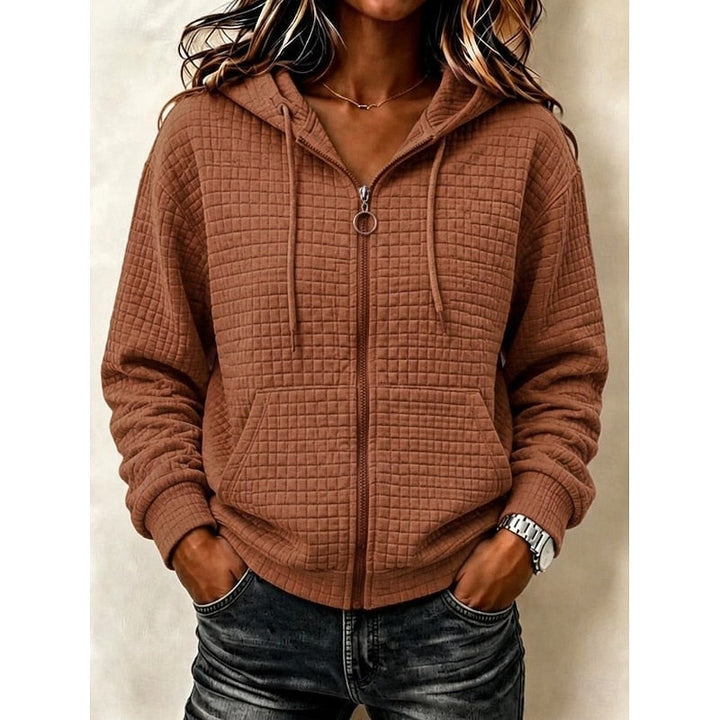 Colleen | Textured Zip-Up Hoodie