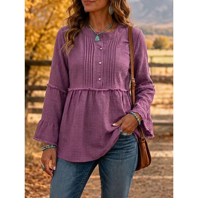 Cassandra | Pleated Peplum Blouse
