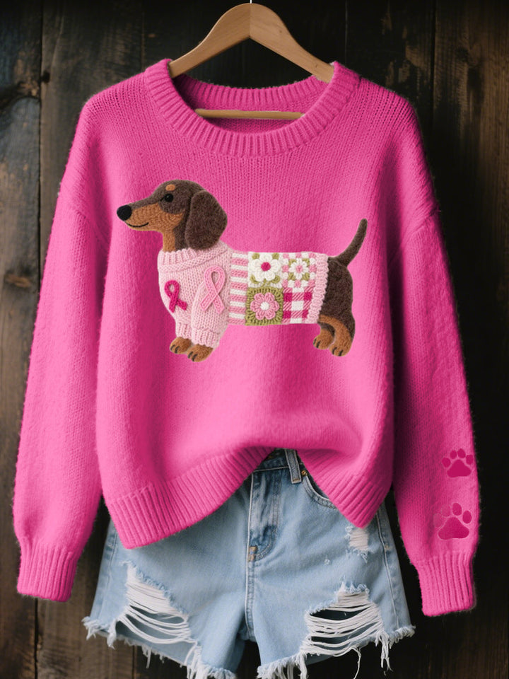 Naoni | Knitted Sweater with Wool-Felt Dachshund Motif