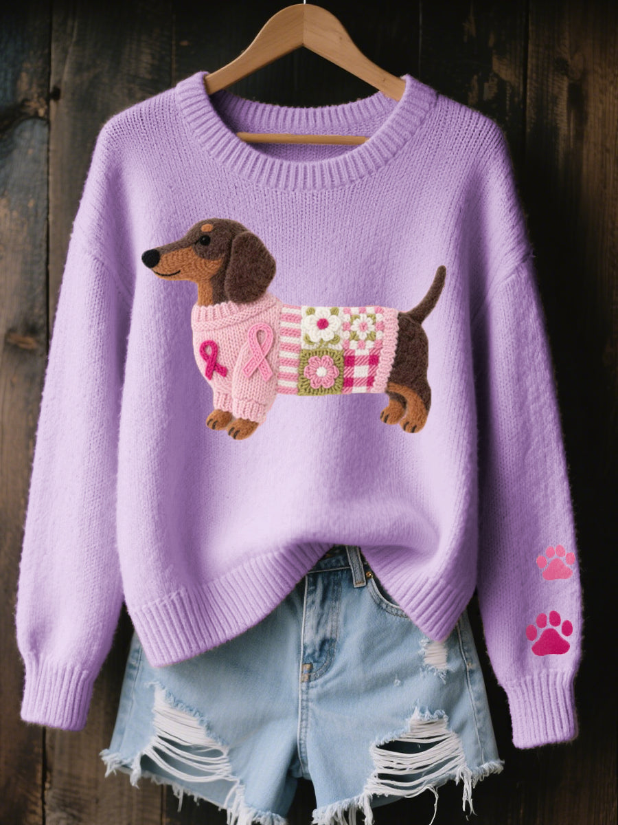 Naoni | Knitted Sweater with Wool-Felt Dachshund Motif