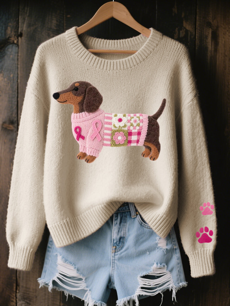 Naoni | Knitted Sweater with Wool-Felt Dachshund Motif
