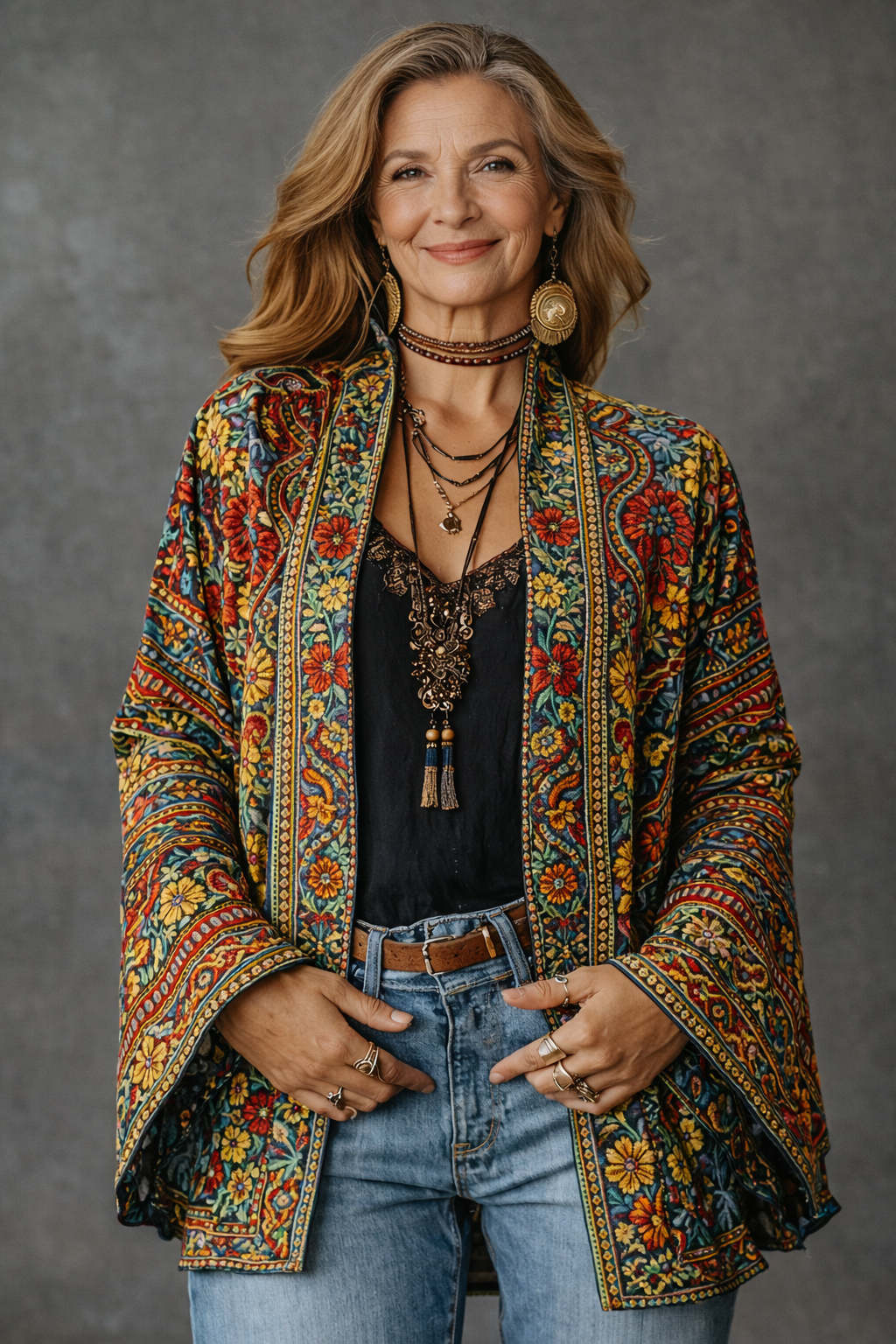 Amelie | Stylish Velvet-Touch Bohemian Cardigan